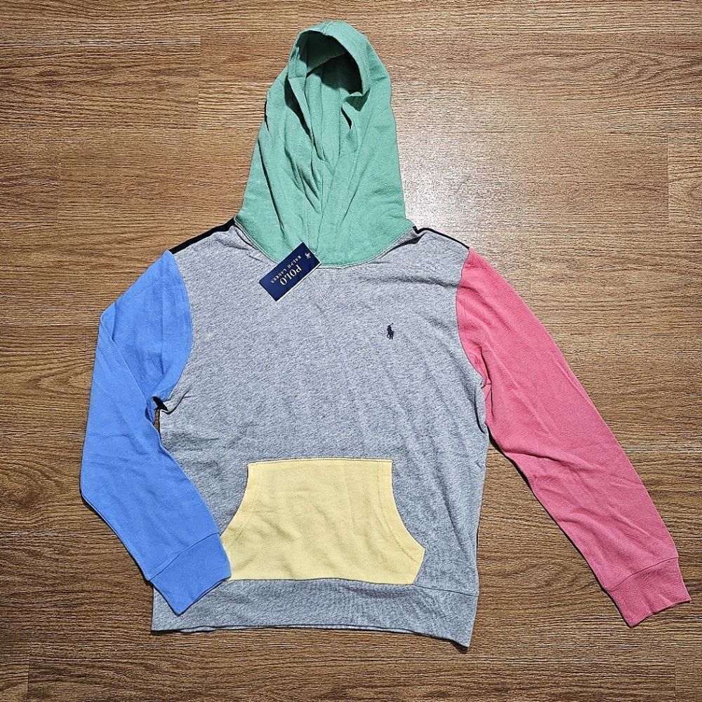 Polo Ralph Lauren Pastel Hoodie Size Large L Grey Navy Blue Green Red Fleece New